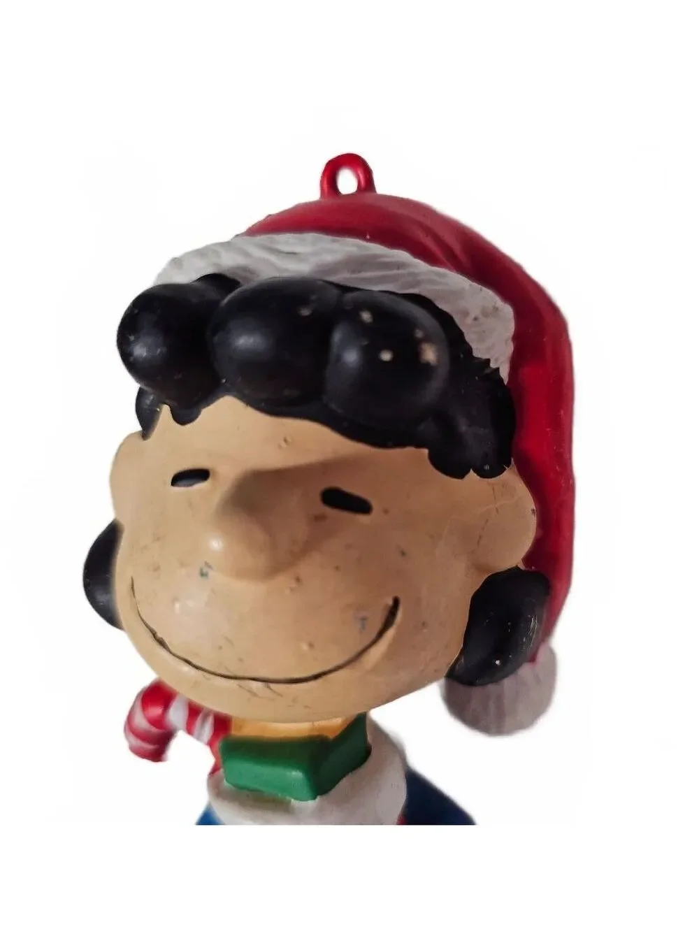 Vintage Peanuts Lucy Christmas Figurine Santa Hat & Stocking Holiday Decor, Read